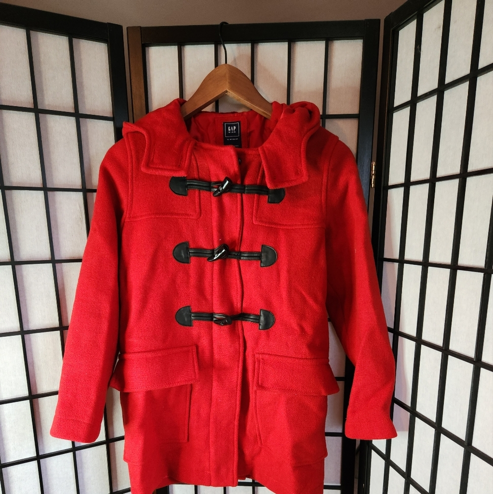 Girls Red Wool toggle coat